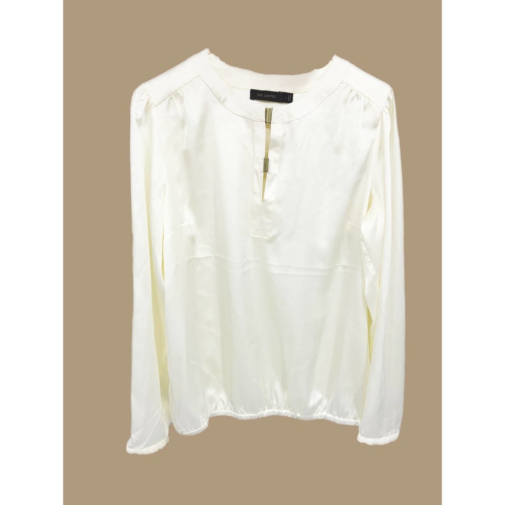 The Limited Cream Ivory Shinny Soft Blouse Long Sleeve Size L